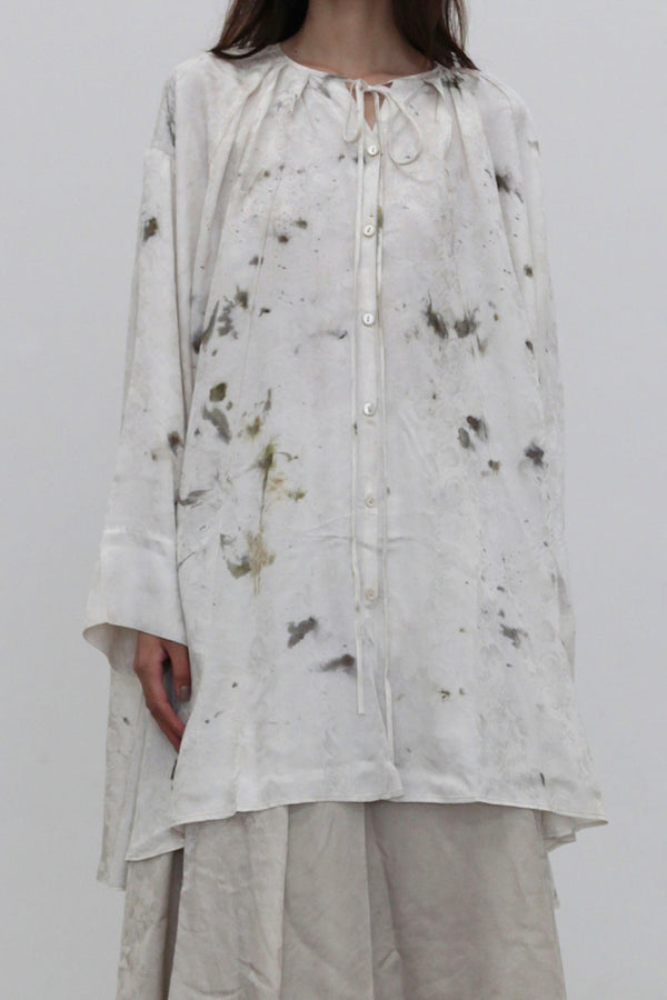 Mutedance 25 Autumn and Winter Round Neck Long Sleeve Loose Top Shirt Flower Dye MD-MD25FW130-hoary (MD25FW128)